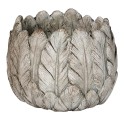 Clayre & Eef Planter Ø 19x16 cm Grey Stone Round Feathers