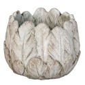 Clayre & Eef Planter Ø 15x13 cm Grey Stone Round Feathers
