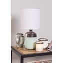Clayre & Eef Table Lamp Ø 15x33 cm  White Silver colored Ceramic Round