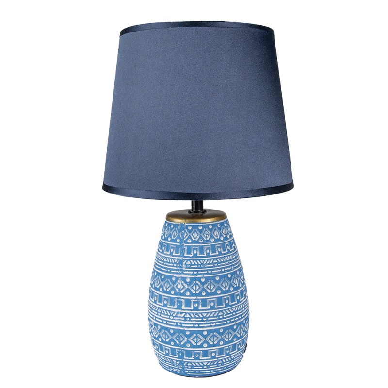 Clayre & Eef Lampe de table Ø 20x35 cm  Bleu Blanc Céramique Rond