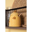 Clayre & Eef Honey Pot with Spoon Ø 11x14 cm Yellow Ceramic Round Bees