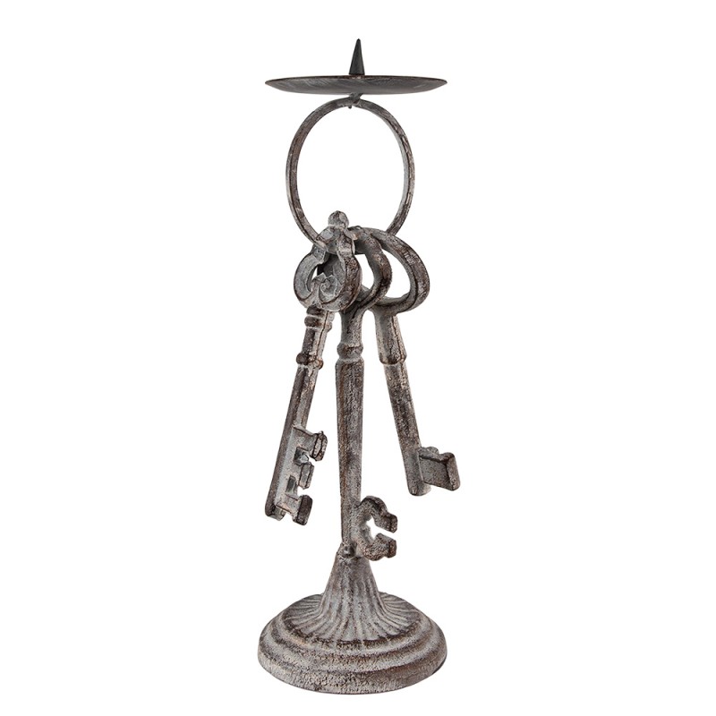 Clayre & Eef Candle holder Key 33 cm Grey Iron
