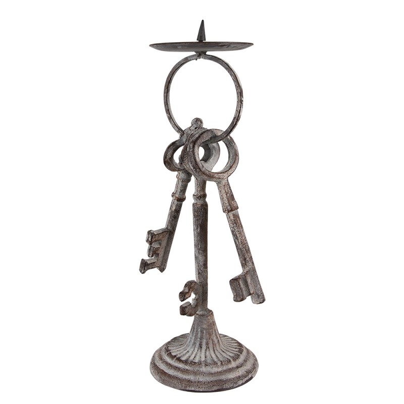 Clayre & Eef Candelabro Chiave 33 cm Grigio Ferro