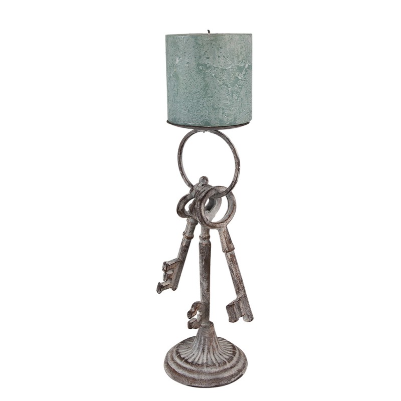 Clayre & Eef Candle holder Key 33 cm Grey Iron