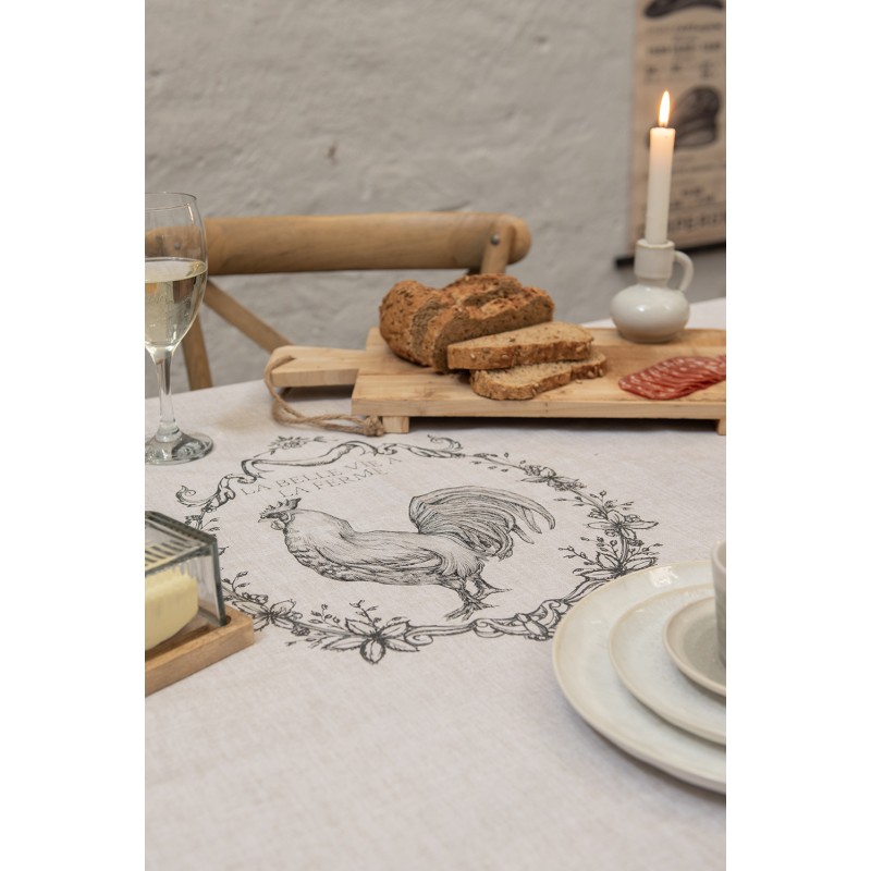 Clayre & Eef Tablecloth 100x100 cm Beige Cotton Square Rooster