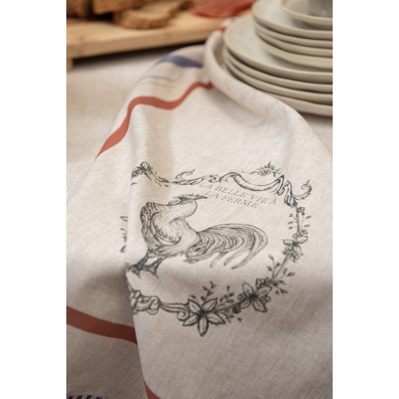 Clayre & Eef Tablecloth 100x100 cm Beige Cotton Square Rooster