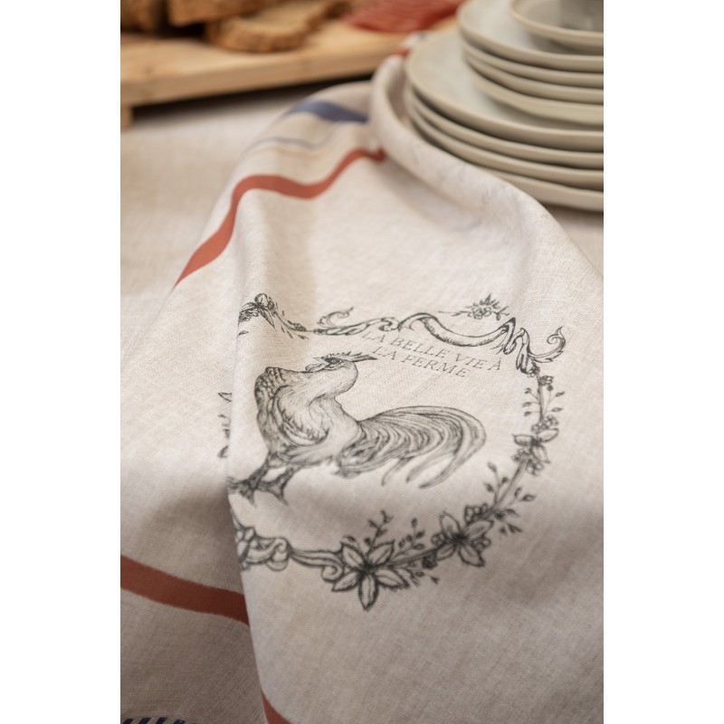 Clayre & Eef Cushion Cover 40x40 cm Beige Cotton Rooster