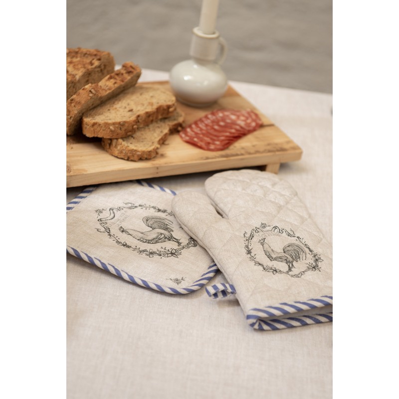 Clayre & Eef Placemats Set of 6 48x33 cm Beige Cotton Rooster