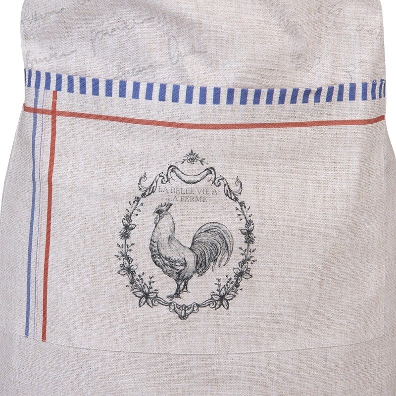 Clayre & Eef Kitchen Apron 70x85 cm Beige Cotton Rooster