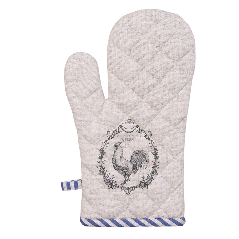 Clayre & Eef Oven Mitt 18x30 cm Beige Cotton Rooster