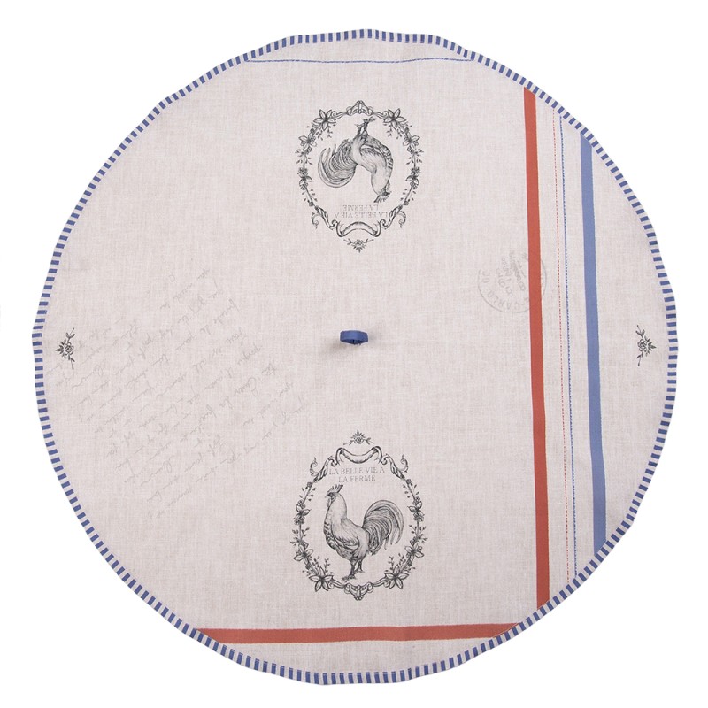 Clayre & Eef Tea Towel  Ø 80 cm Beige Cotton Round Rooster