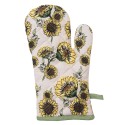 Clayre & Eef Ofenhandschuh 18x30 cm Beige Gelb Baumwolle Sonnenblumen