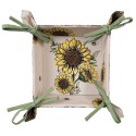 Clayre & Eef Bread Basket 35x35x8 cm Beige Yellow Cotton Sunflowers