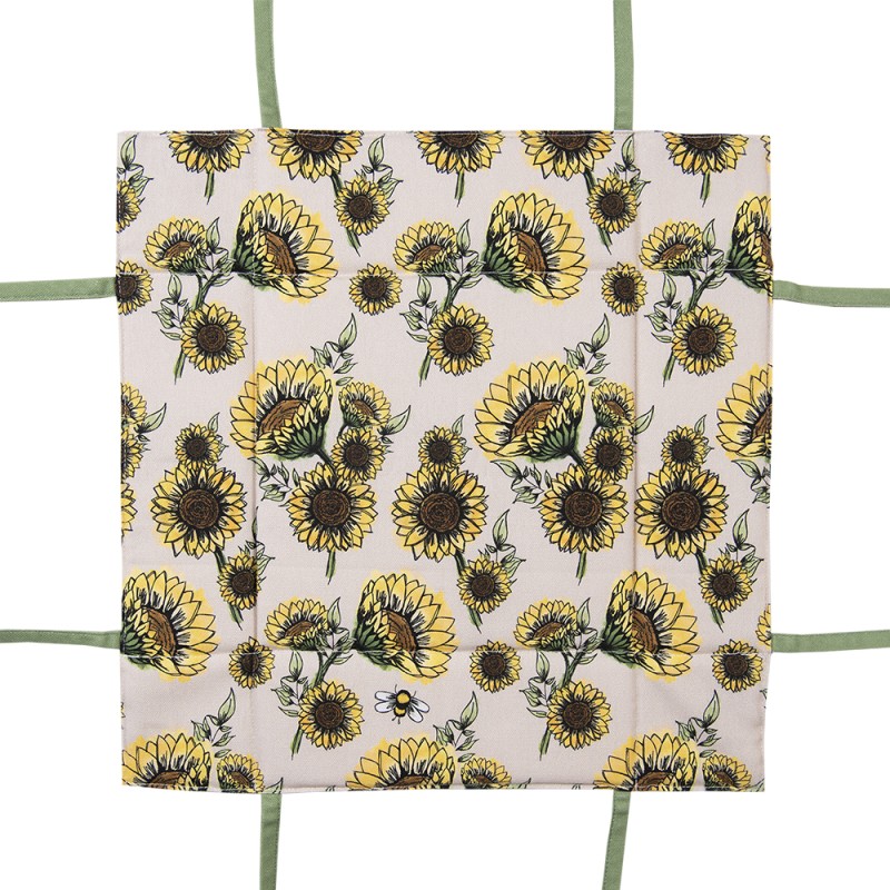 Clayre & Eef Brotkorb 35x35x8 cm Beige Gelb Baumwolle Sonnenblumen