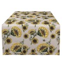 Clayre & Eef Table Runner 50x140 cm Beige Yellow Cotton Sunflowers