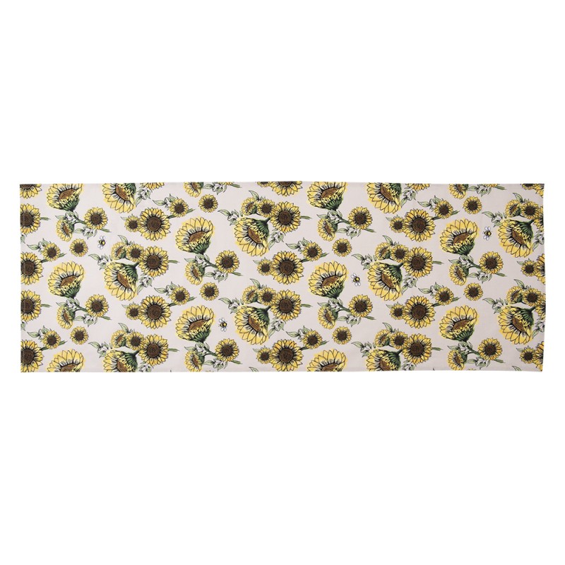 Clayre & Eef Tafelloper  50x140 cm Beige Geel Katoen Zonnebloemen