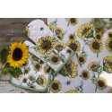 Clayre & Eef Table Runner 50x140 cm Beige Yellow Cotton Sunflowers