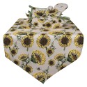 Clayre & Eef Table Runner 50x160 cm Beige Yellow Cotton Sunflowers