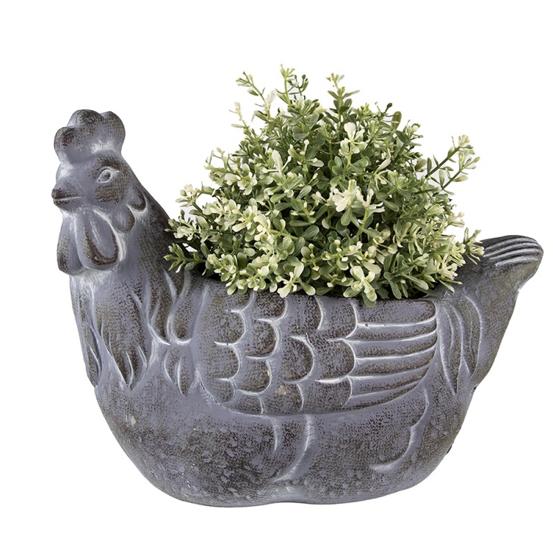 Clayre & Eef Pot de fleurs Poulet 29x17x23 cm Gris Pierre