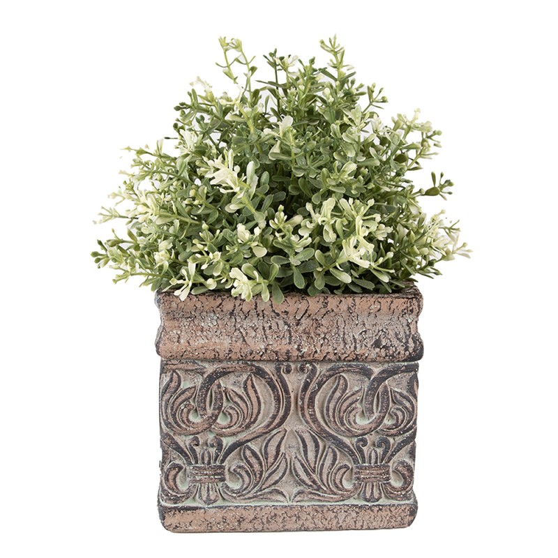 Clayre & Eef Planter 13x13x12 cm Brown Green Stone Square
