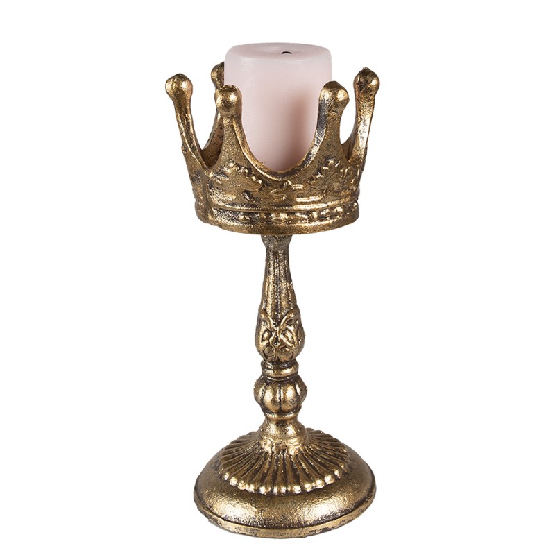 Clayre & Eef Candle holder Crown 29 cm Gold colored Iron
