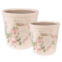 Clayre&Eef Plant Pot Pink Beige Ceramic set of 2 pieces