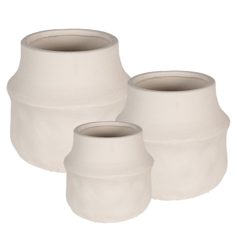 Clayre&Eef Plant Pot Beige set of 3 pieces