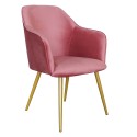 Clayre & Eef Chaise de salle à manger avec accoudoir 58x56x83 cm Rose Fer Textile