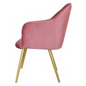 Clayre & Eef Chaise de salle à manger avec accoudoir 58x56x83 cm Rose Fer Textile