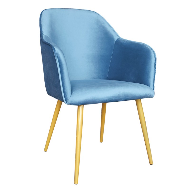 Clayre & Eef Dining Chair 58x56x83 cm Blue Iron Textile