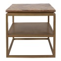 Clayre & Eef Side Table 51x51x49 cm Brown Wood Iron Square