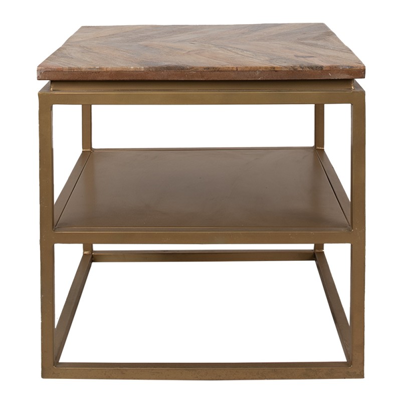 Clayre & Eef Side Table 51x51x49 cm Brown Wood Iron Square