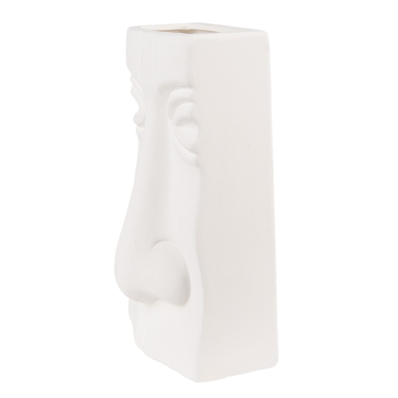 Clayre & Eef Vase Gesicht Weiß 2er set