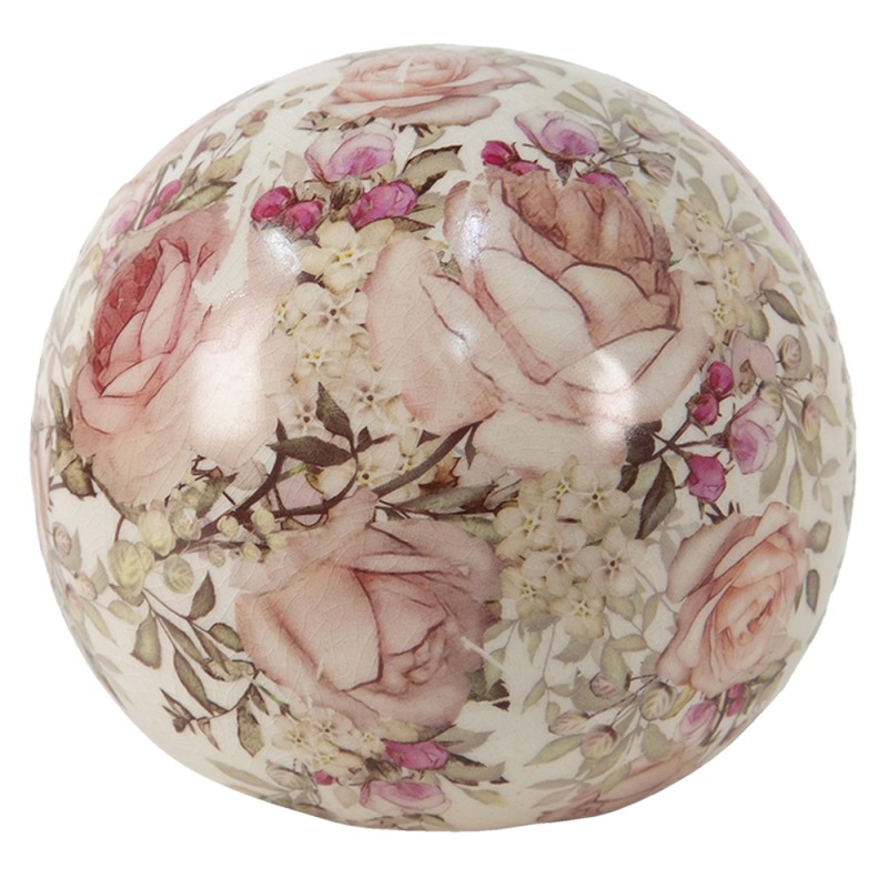 Clayre & Eef Figur Ball Ø 12x11 cm Rosa Keramik Rund Blumen