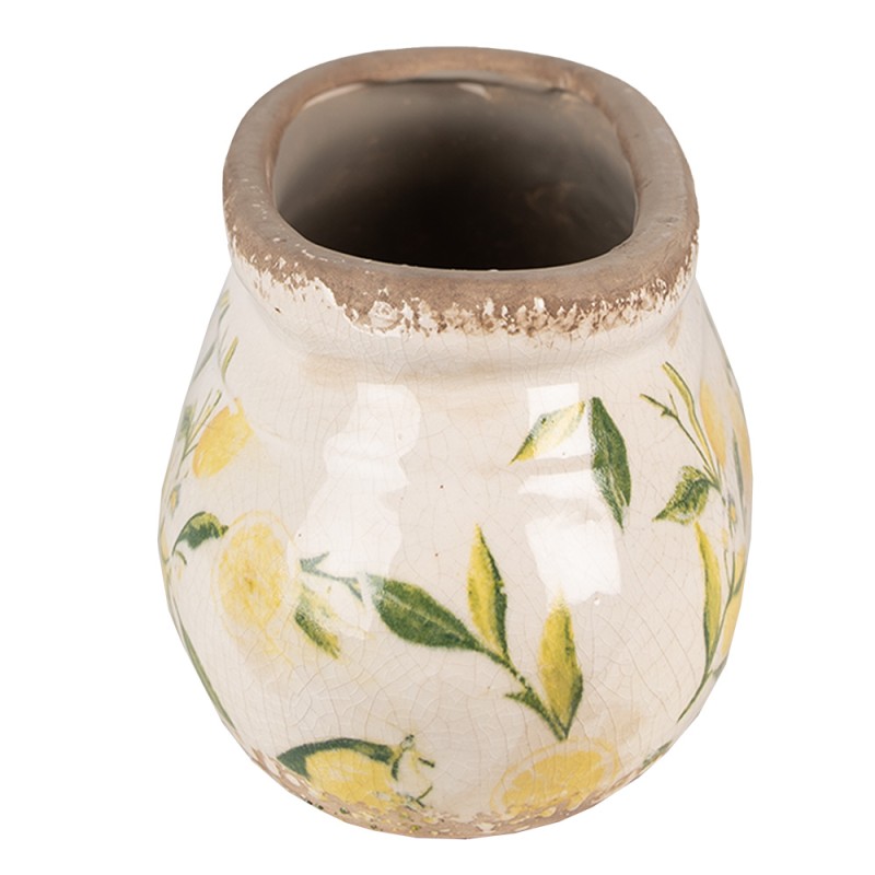Clayre & Eef Pot de fleurs 23x10x9 cm Jaune Céramique Ovale Citron