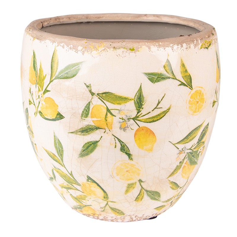 Clayre & Eef Pot de fleurs Ø 13x12 cm Jaune Céramique Citron