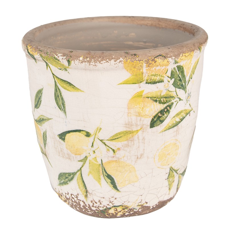 Clayre & Eef Pot de fleurs Ø 11x10 cm Jaune Céramique Citron
