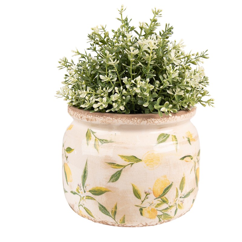 Clayre & Eef Pot de fleurs Ø 20x15 cm Jaune Céramique Citron
