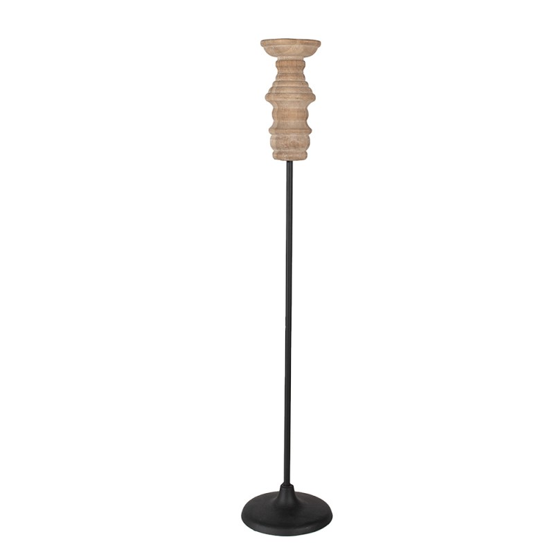 Clayre & Eef Candle holder 75 cm Black Brown Wood Iron