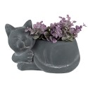Clayre & Eef Pot de fleurs Chat 26x15x16 cm Gris Pierre