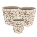 Clayre & Eef Vaso Porta Pianta Rosa Beige Ceramica set di 3