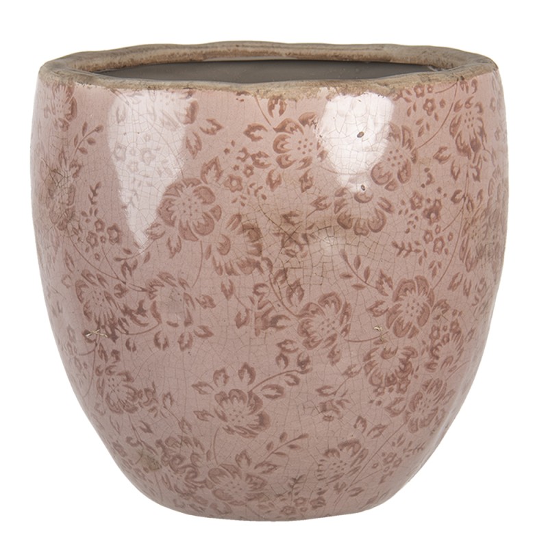Clayre & Eef Plant Pot Pink Ceramic Round set of 3