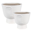 Clayre & Eef Plant Pot White Ceramic set of 2