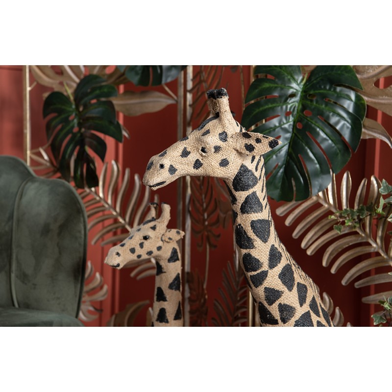 Clayre & Eef Beeld Giraf 90 cm Bruin Zwart Papier Ijzer Textiel