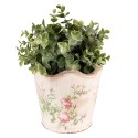 Clayre & Eef Pot de fleurs Ø 18x17 cm Rose Beige Céramique Fleurs
