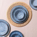 Clayre & Eef Suppenteller Ø 20x4 cm Blau Keramik Rund Blumen