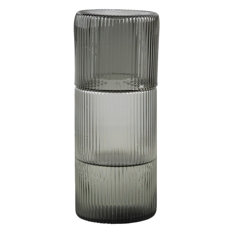 Clayre & Eef Carafe with Glass 450 ml Grey Glass