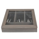 Clayre & Eef Besteckkasten 30x30x8 cm Grau Holz Glas Quadrat