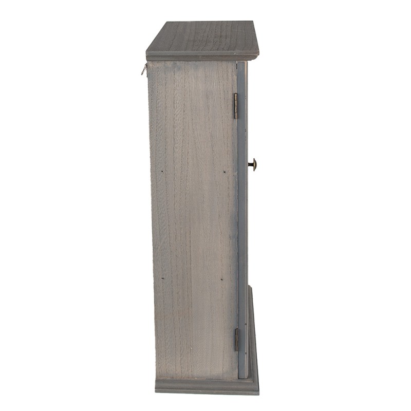 Clayre & Eef Wall Cabinet 33x15x50 cm Grey Wood Glass Rectangle