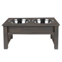 Clayre & Eef Dog Bowl 2x500 ml Grey Wood Iron Rectangle